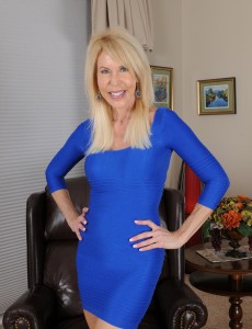 Elegant 60 Year Old Erica Lauren Slip out of Her Smooth Blue Suit